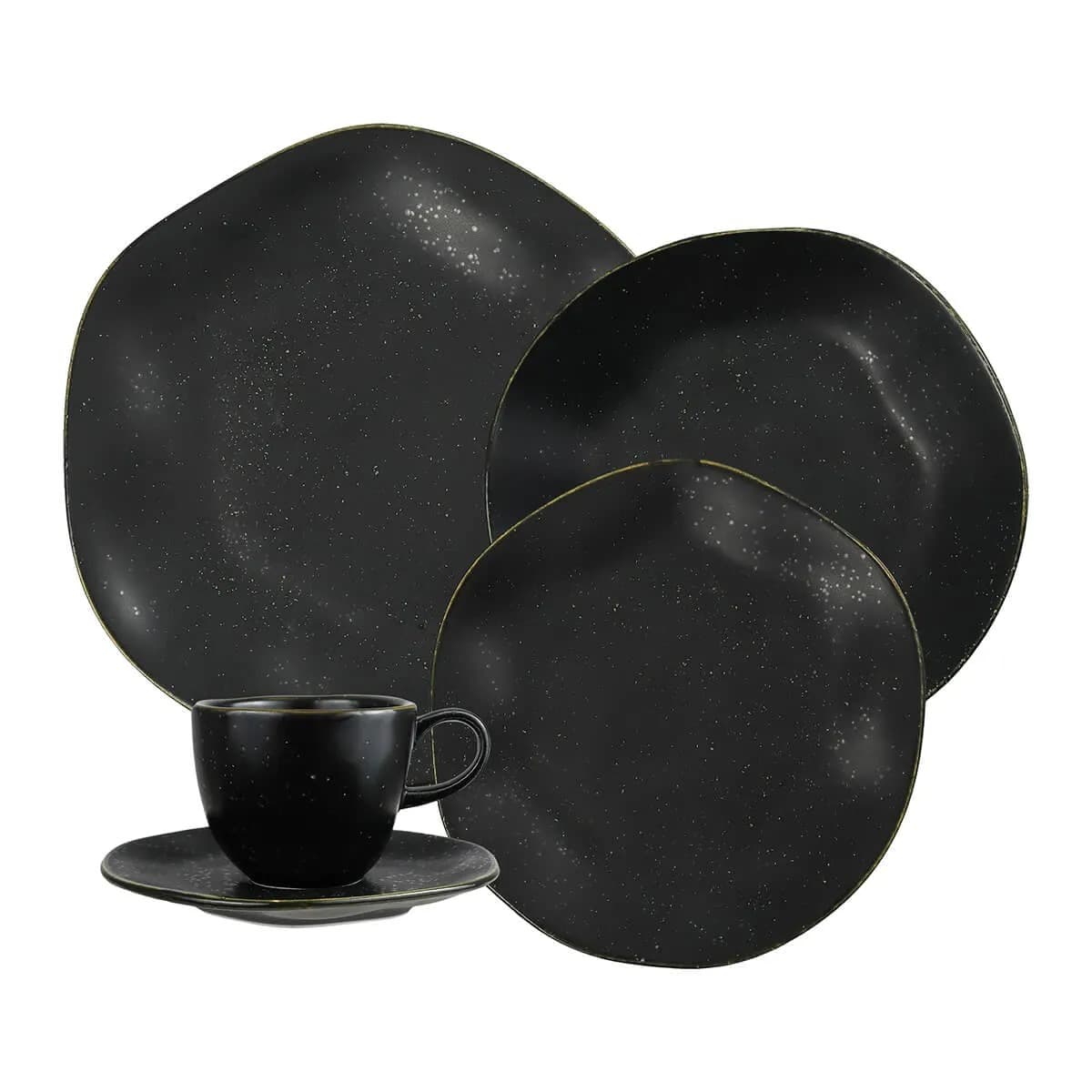 Aparelho de Jantar e Cha Porcelana 30 Pecas Ryo Volcano Jogo de Pratos e Xicaras Oxford